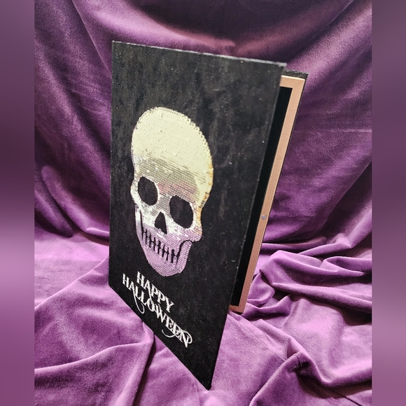 Skull Book Box Hidden Storage Secret Storage Box Black Velvet - Picture 3 of 8